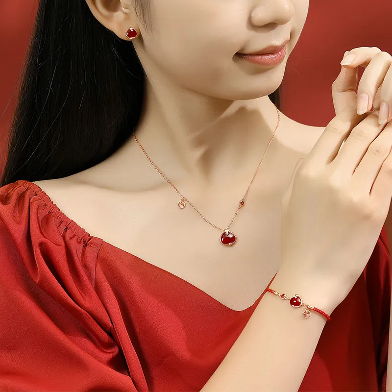 Long Fu Agate Necklaces Women's-2