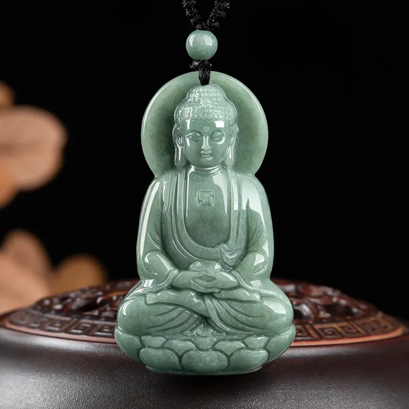 Long Fu Bean Type Jadeite Pendant Perfect Gift For Festivals Unisex-1
