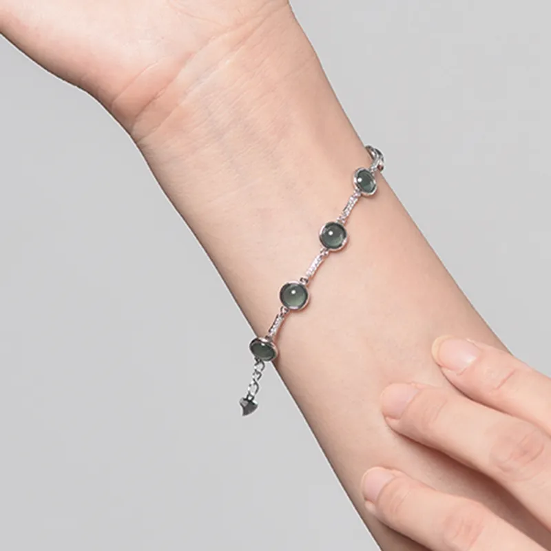 Long Fu Ice Glutinous Jadeite Bracelet 925 Sterling Silver Perfect For Festivals And Gift Giving Women's-2