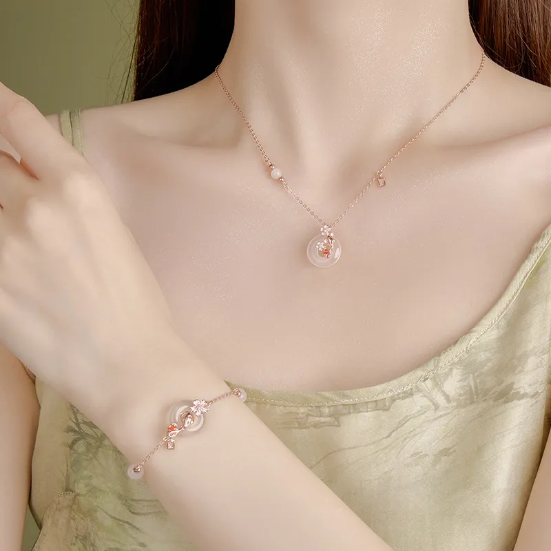 Long Fu Chalcedony Necklaces Women's-5