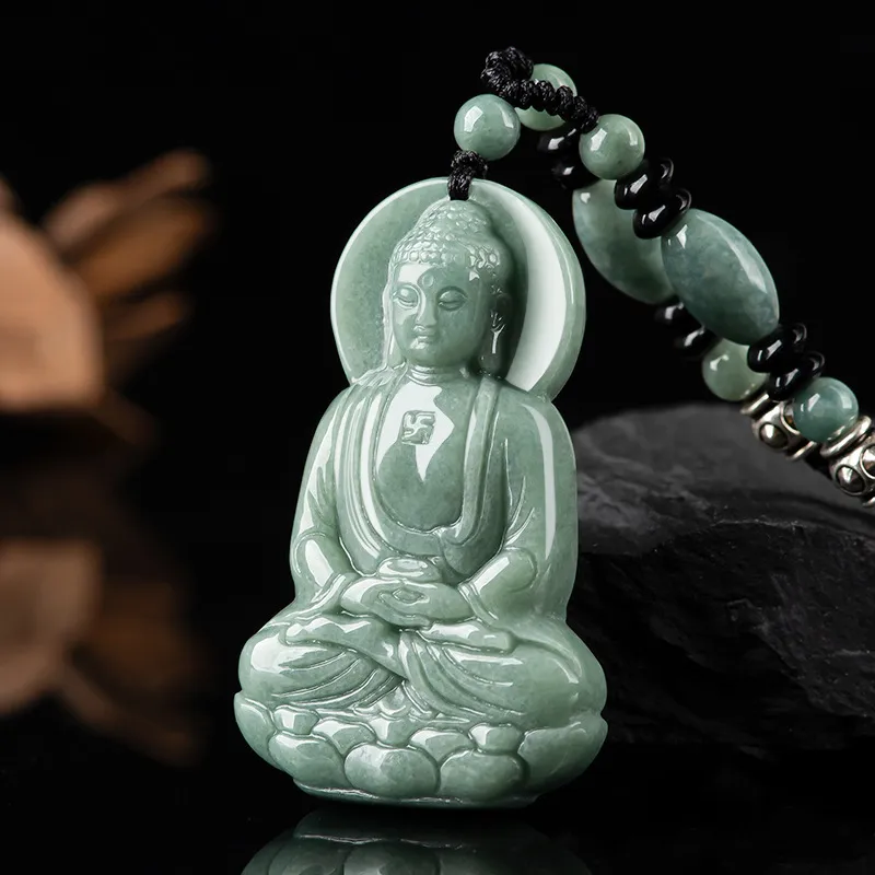 Long Fu Bean Type Jadeite Pendant Perfect Gift For Festivals Unisex-3