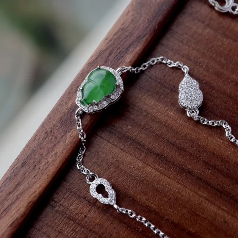 Long Fu Glutinous Jade Jadeite Necklaces Women's-4