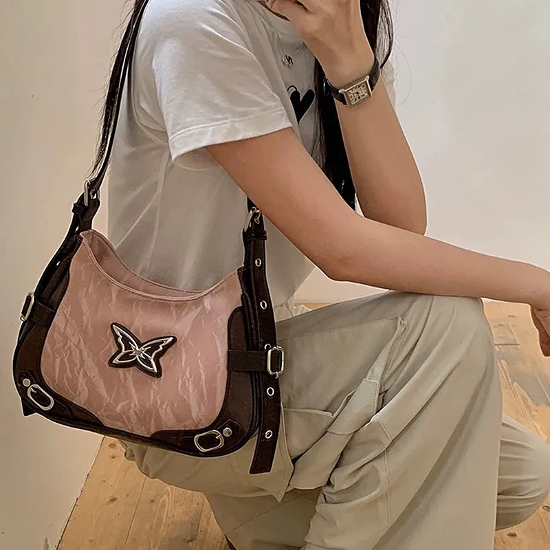 NATTY PU Small Square Bag Shoulder Bag Medium Size Women's Pink/Black/Silver-52