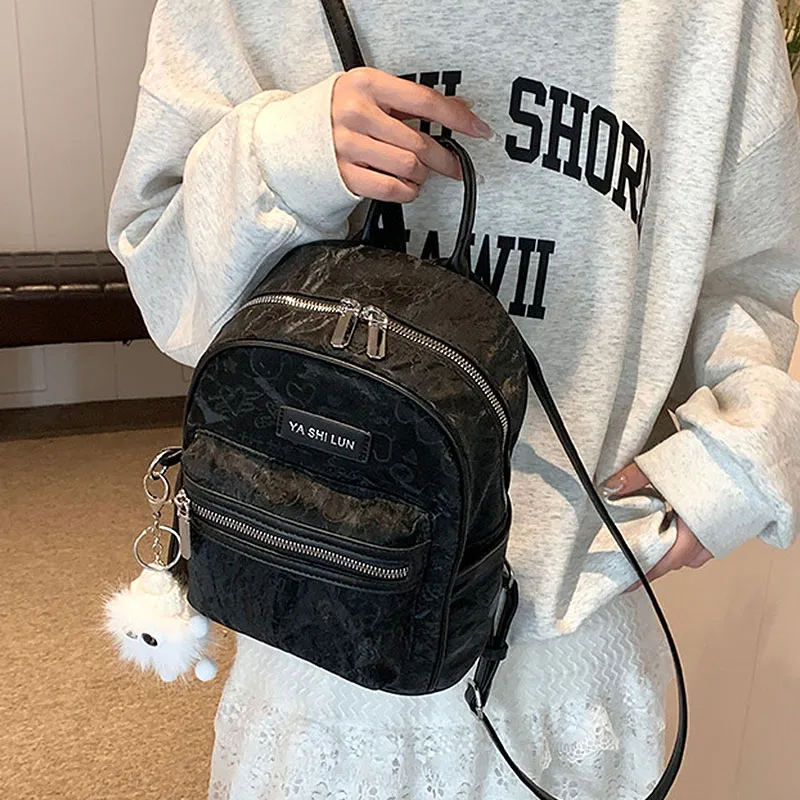 NATTY PU Backpack Small Size Women's Ecru/Silver/Pink/Black-20