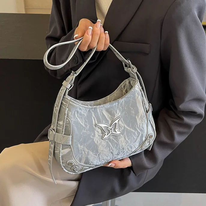 NATTY PU Small Square Bag Shoulder Bag Medium Size Women's Pink/Black/Silver-24