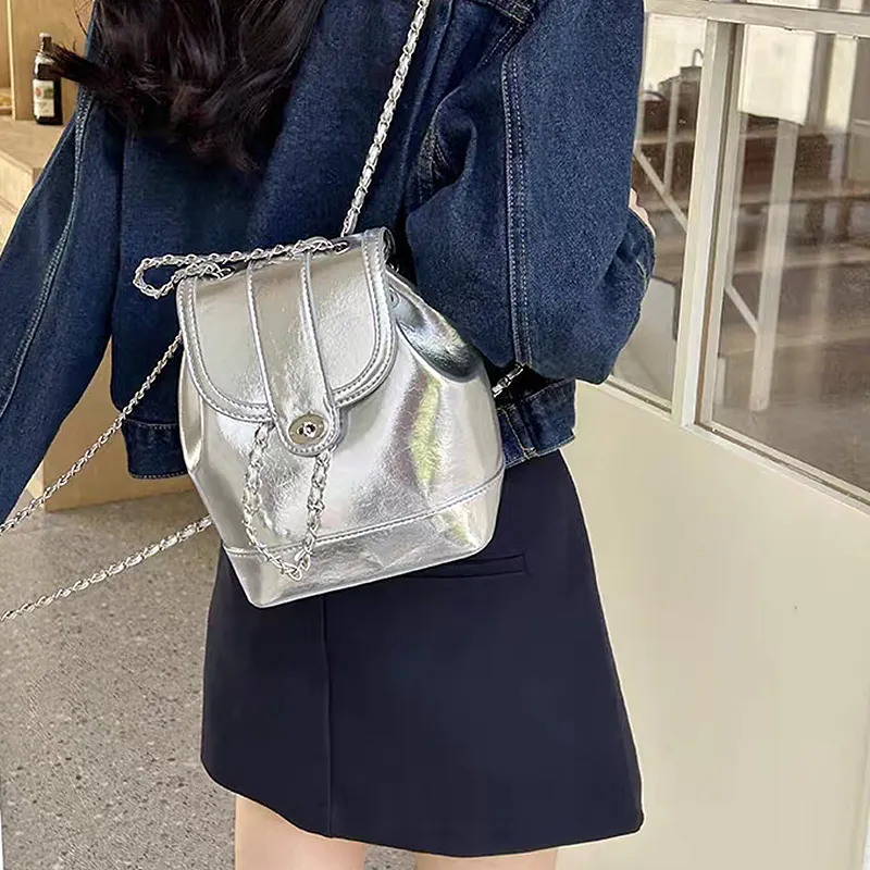 NATTY PU Backpack Regular Women's Silver-9