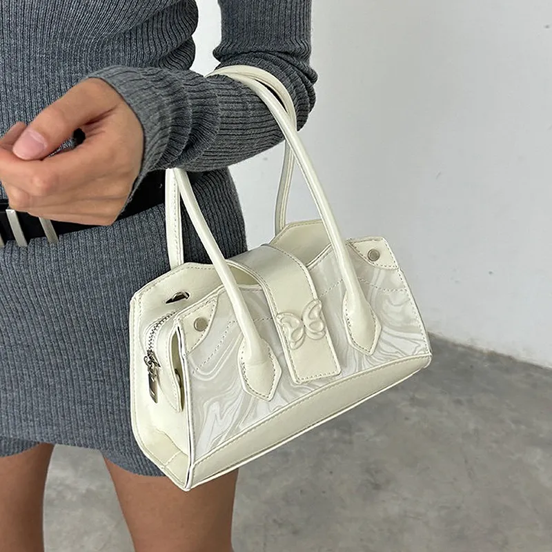 NATTY PU Shoulder Bag, Crossbody Bag, Handbag Women's White/Silver-9
