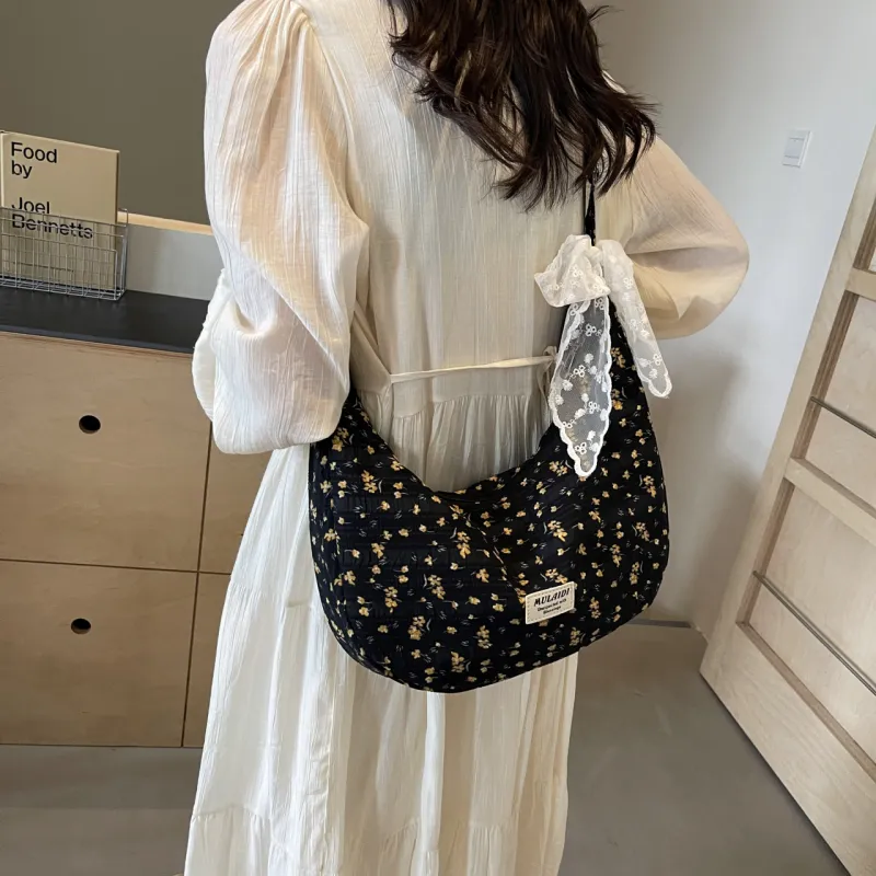 NATTY Fabric Shoulder Bag, Crossbody Bag Women's White/Black-9