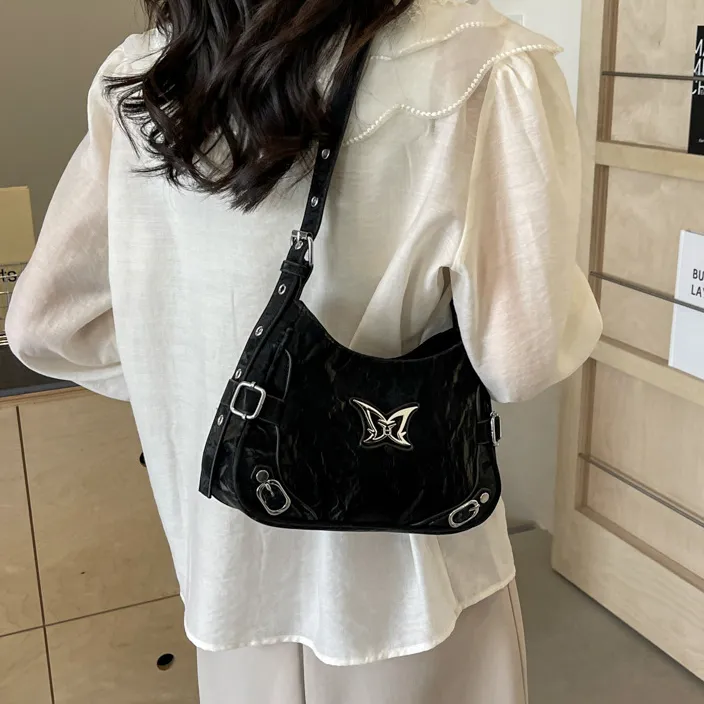 NATTY PU Small Square Bag Shoulder Bag Medium Size Women's Pink/Black/Silver-65