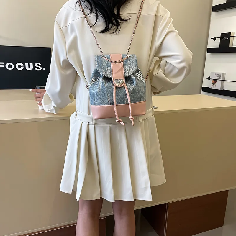 NATTY PU Backpack Small Size Women's Silver/Pink-13