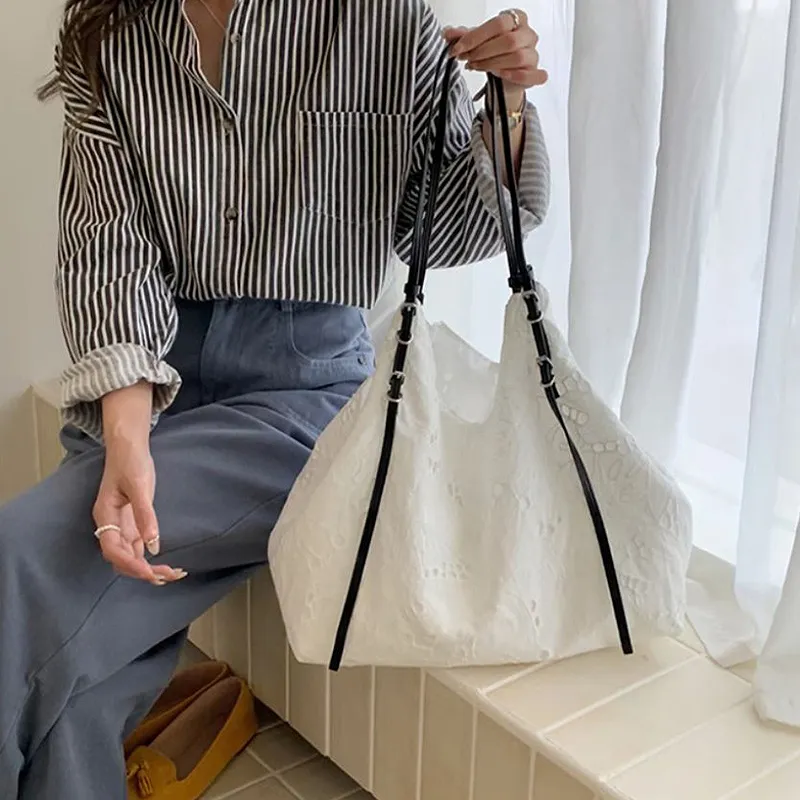 NATTY Lace Tote Bag Shoulder Bag Regular Women's White-14