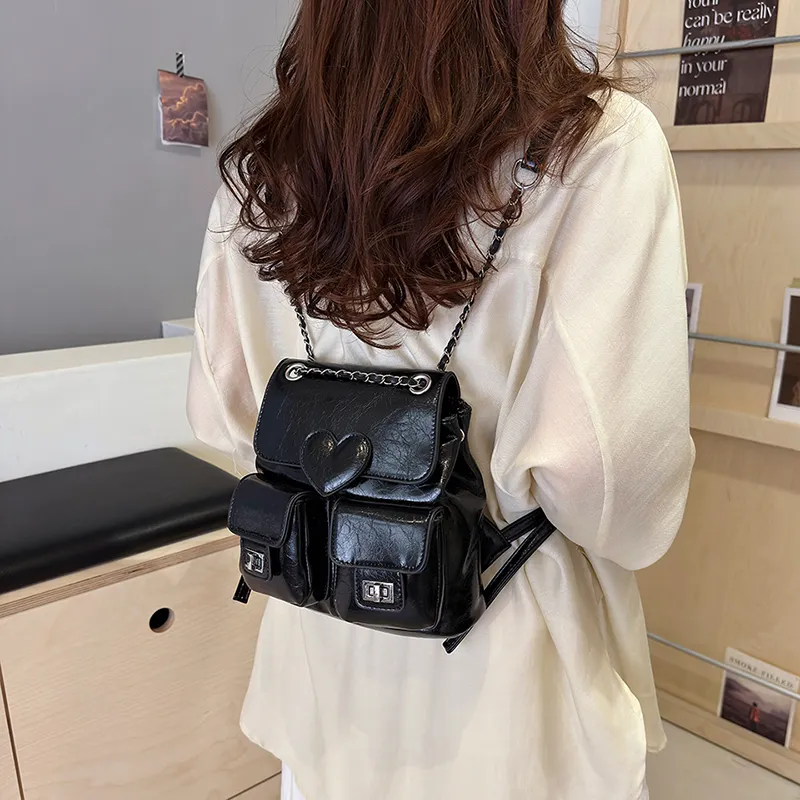 NATTY Pu Backpack Women's Silver/White/Black-16