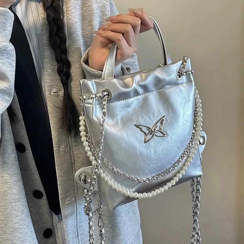 NATTY PU Backpack Small Size Women's Silver-4