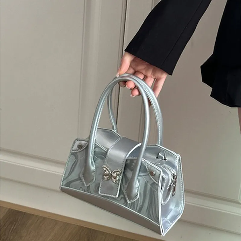 NATTY PU Shoulder Bag, Crossbody Bag, Handbag Women's White/Silver-5