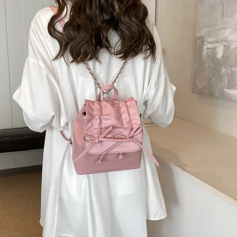NATTY Minimalist Style Design Pleated Ballet Sweet Style PU Backpack Women's Multicolor-14