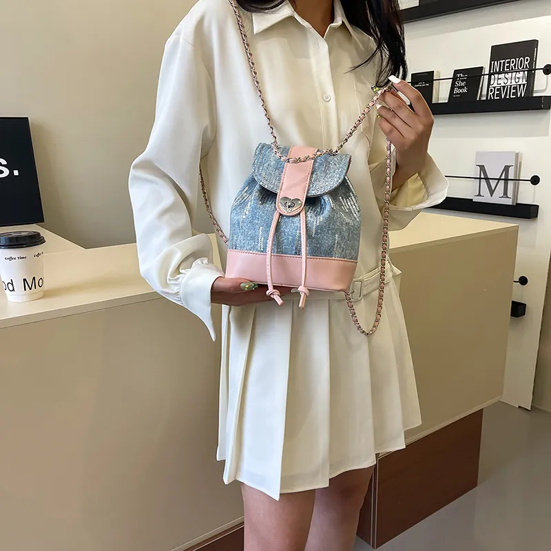 NATTY PU Backpack Small Size Women's Silver/Pink-12