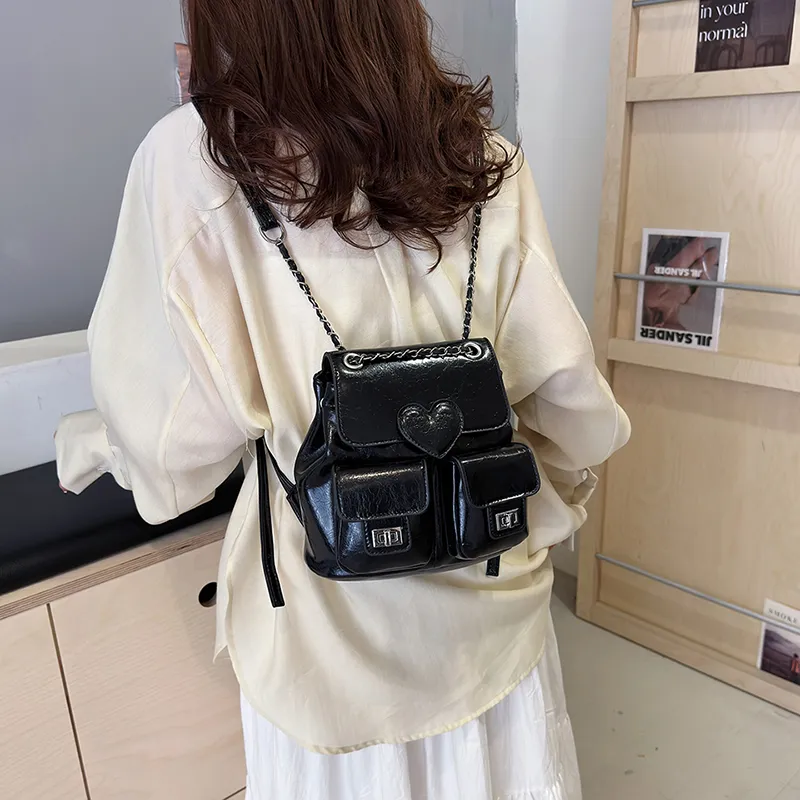 NATTY Pu Backpack Women's Silver/White/Black-15