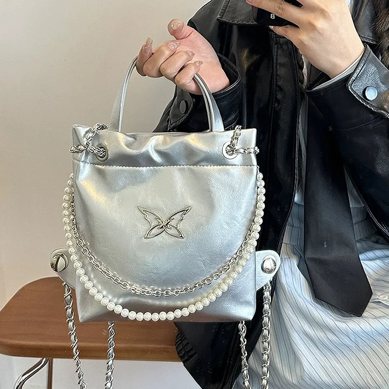 NATTY PU Backpack Small Size Women's Silver-14