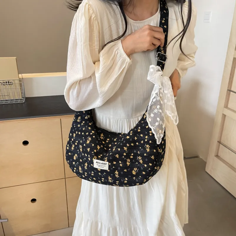 NATTY Fabric Shoulder Bag, Crossbody Bag Women's White/Black-8