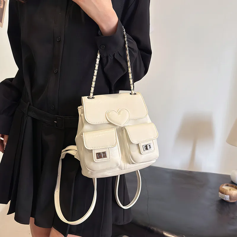 NATTY Pu Backpack Women's Silver/White/Black-2