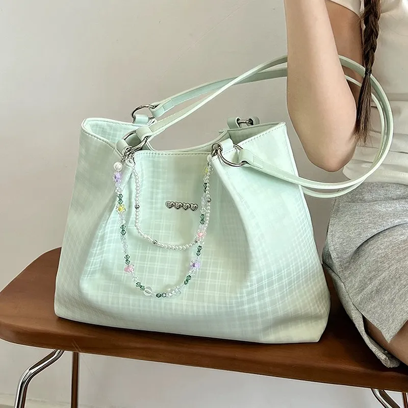 NATTY PU Shoulder Bag Tote Shoulder Bag Medium Size Women's Cyan-7