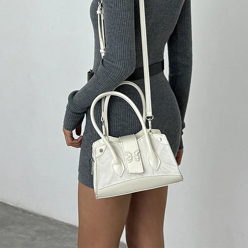 NATTY PU Shoulder Bag, Crossbody Bag, Handbag Women's White/Silver-10
