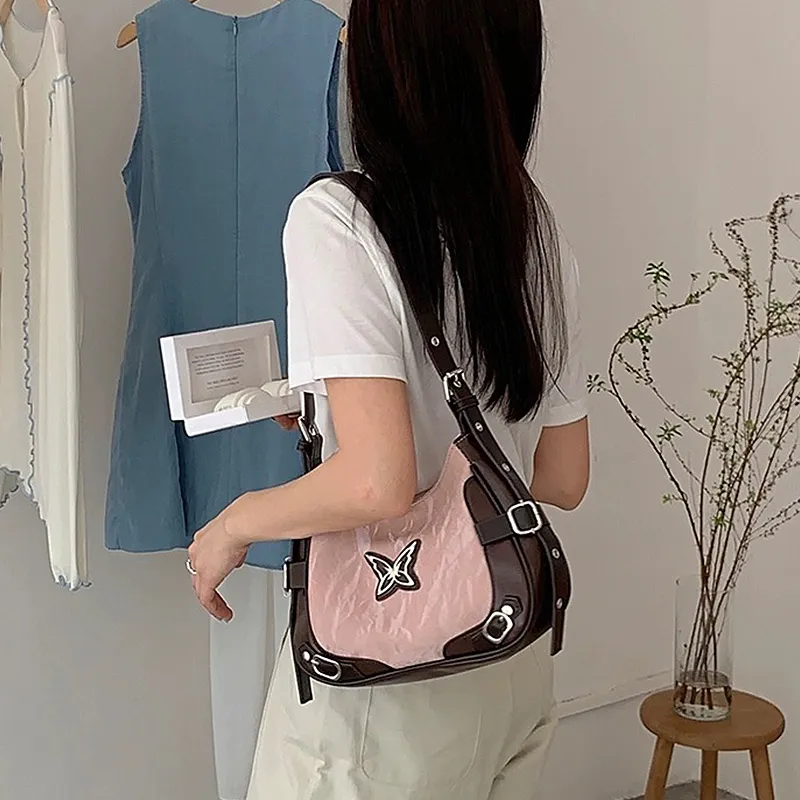 NATTY PU Small Square Bag Shoulder Bag Medium Size Women's Pink/Black/Silver-39