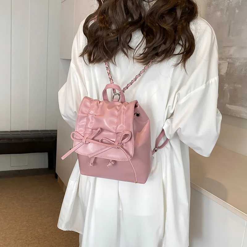 NATTY Minimalist Style Design Pleated Ballet Sweet Style PU Backpack Women's Multicolor-16