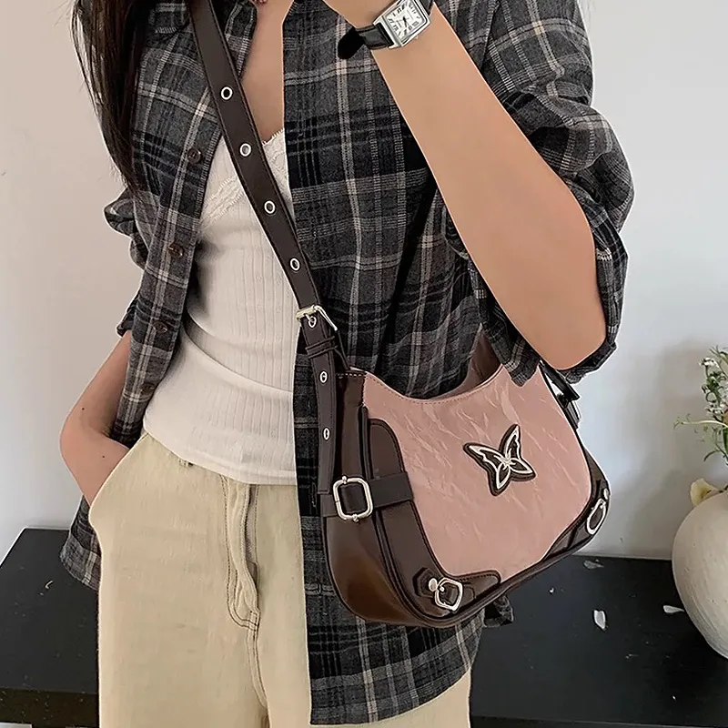 NATTY PU Small Square Bag Shoulder Bag Medium Size Women's Pink/Black/Silver-17