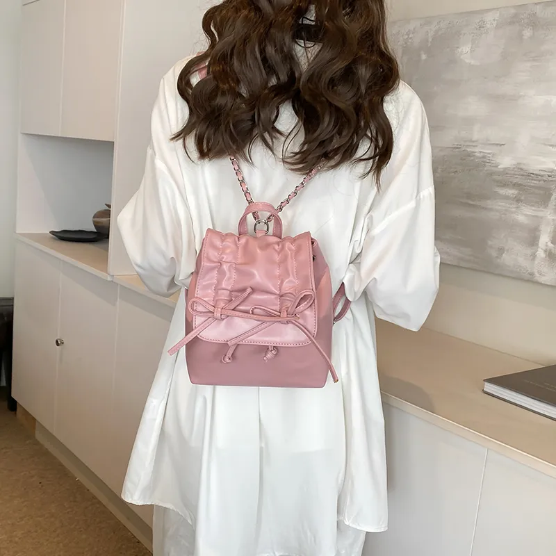 NATTY Minimalist Style Design Pleated Ballet Sweet Style PU Backpack Women's Multicolor-15