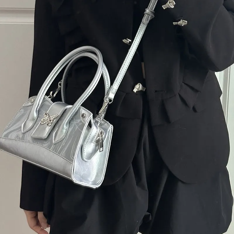 NATTY PU Shoulder Bag, Crossbody Bag, Handbag Women's White/Silver-6