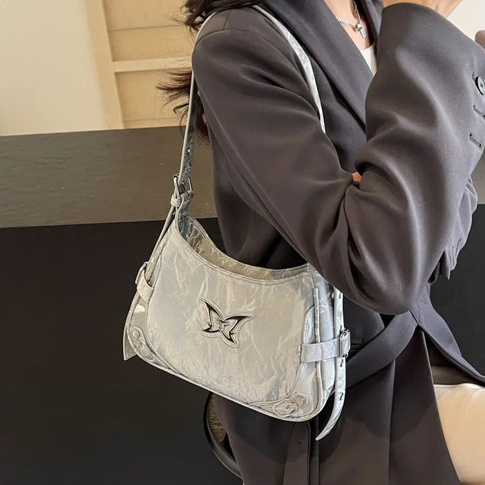 NATTY PU Small Square Bag Shoulder Bag Medium Size Women's Pink/Black/Silver-3