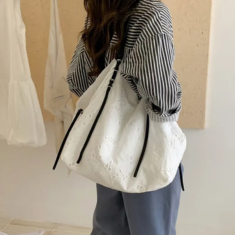 NATTY Lace Tote Bag Shoulder Bag Regular Women's White-15