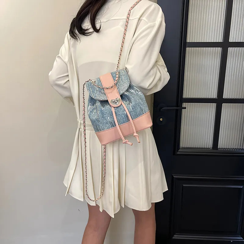 NATTY PU Backpack Small Size Women's Silver/Pink-10