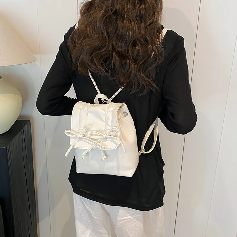 NATTY Minimalist Style Design Pleated Ballet Sweet Style PU Backpack Women's Multicolor-3
