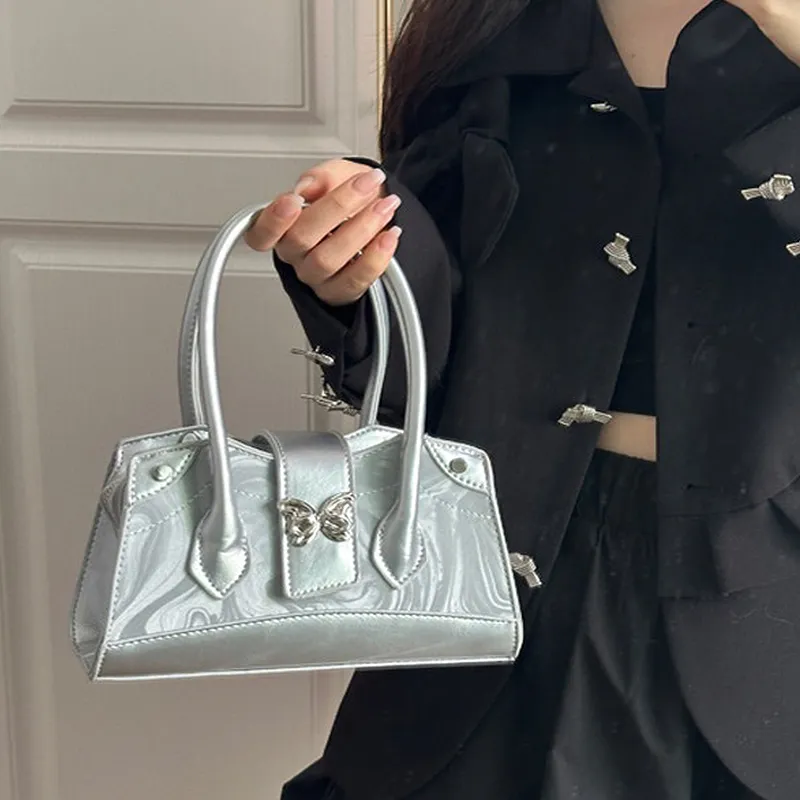 NATTY PU Shoulder Bag, Crossbody Bag, Handbag Women's White/Silver-4