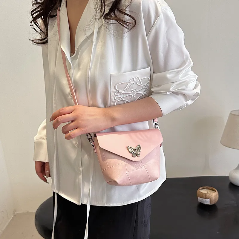 Versman PU Shoulder Bag Medium Size Women's Pink/White/Blue-4
