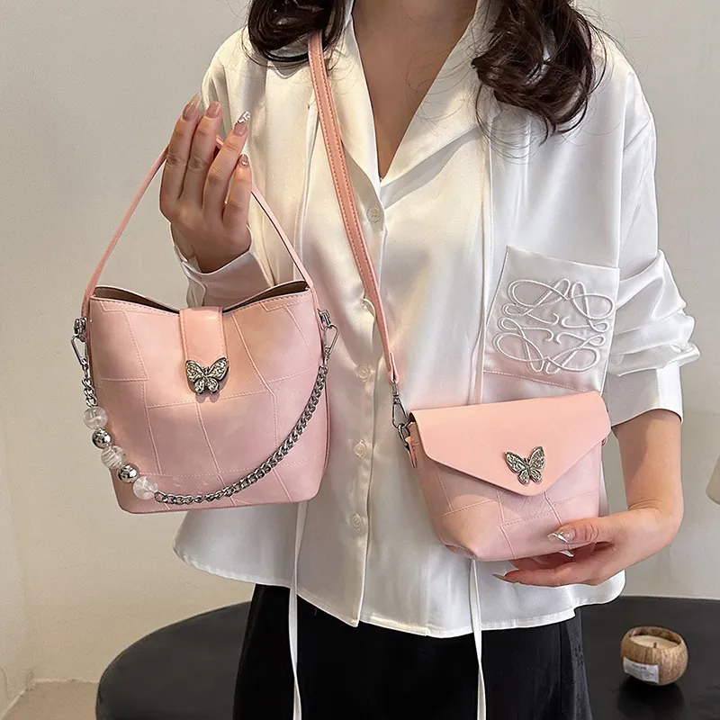 Versman PU Shoulder Bag Medium Size Women's Pink/White/Blue-1