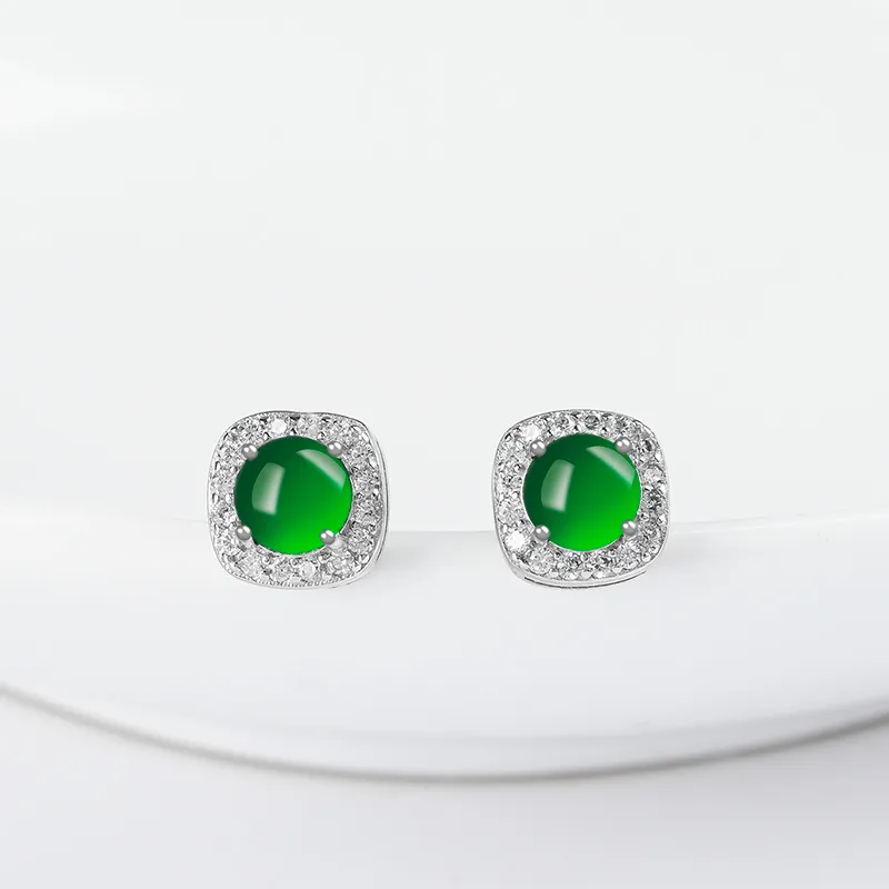 Jade Is Boundless Ice Type Jadeite Stud Earrings Women's-1