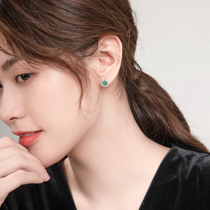 Jade Is Boundless Ice Glutinous Jadeite Stud Earrings Women's-3