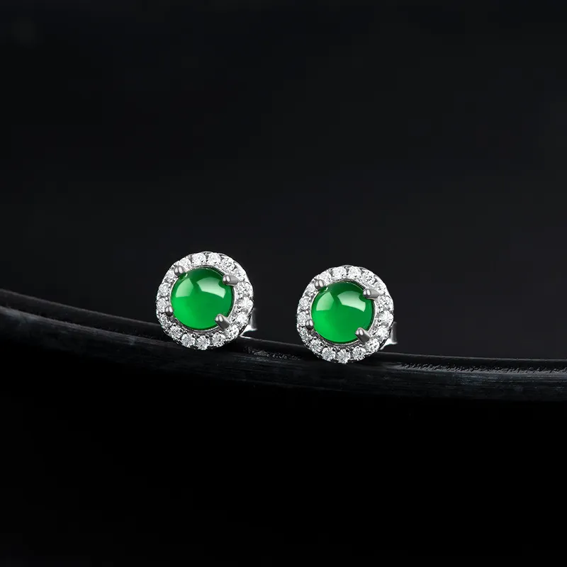 Jade Is Boundless Ice Type Jadeite Stud Earrings Women's-3