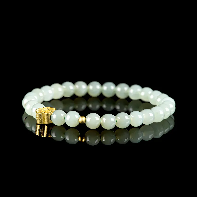 Jade Is Boundless Hetian Jade Bracelets Pale Greenish White Jade Women's-2