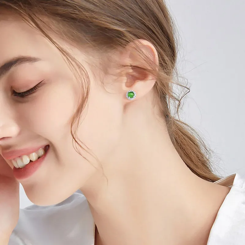 Jade Is Boundless Ice Type Jadeite Stud Earrings Women's-4