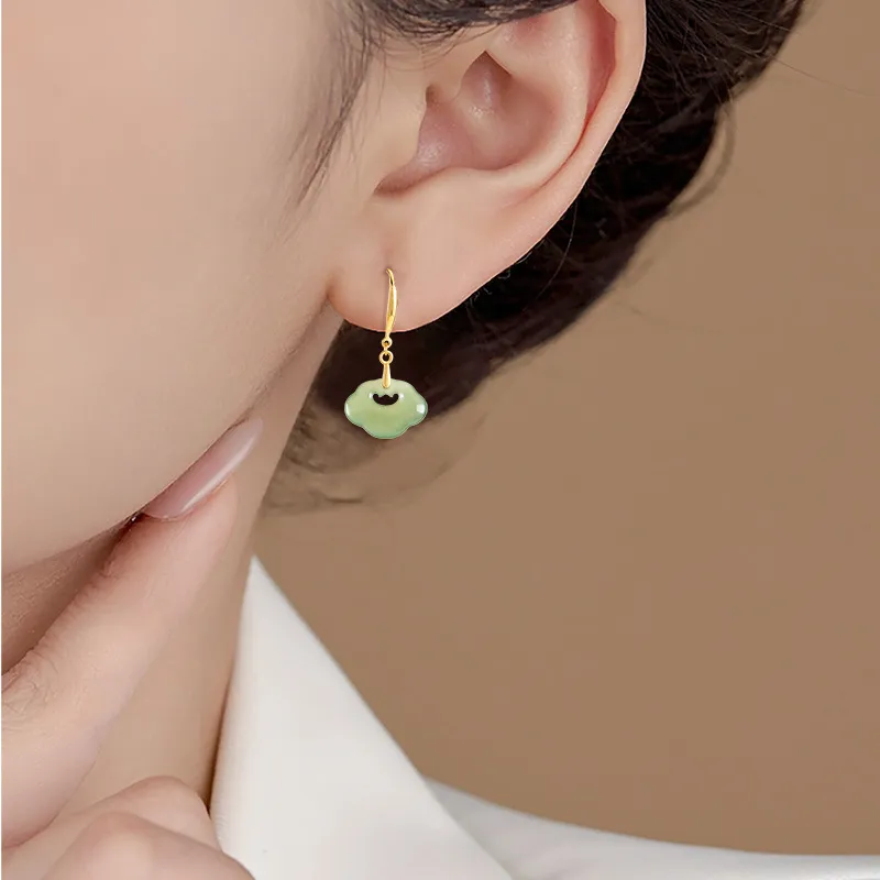 Jade Is Boundless Hetian Jade Earrings Jasper Women's-3