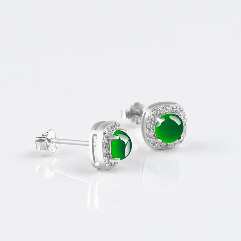 Jade Is Boundless Ice Type Jadeite Stud Earrings Women's-2