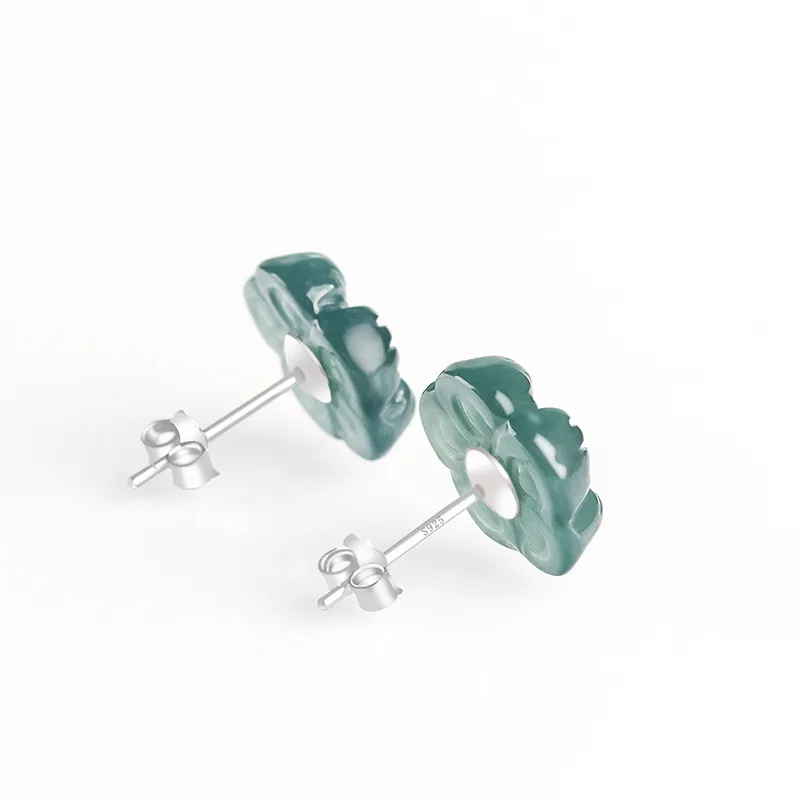Jade Is Boundless Ice Glutinous Jadeite Stud Earrings Women's-3