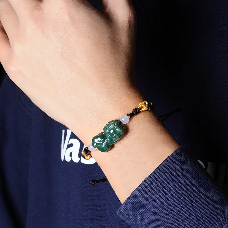 Jade Is Boundless Bean Type Jadeite Beaded Bracelet Unisex-1