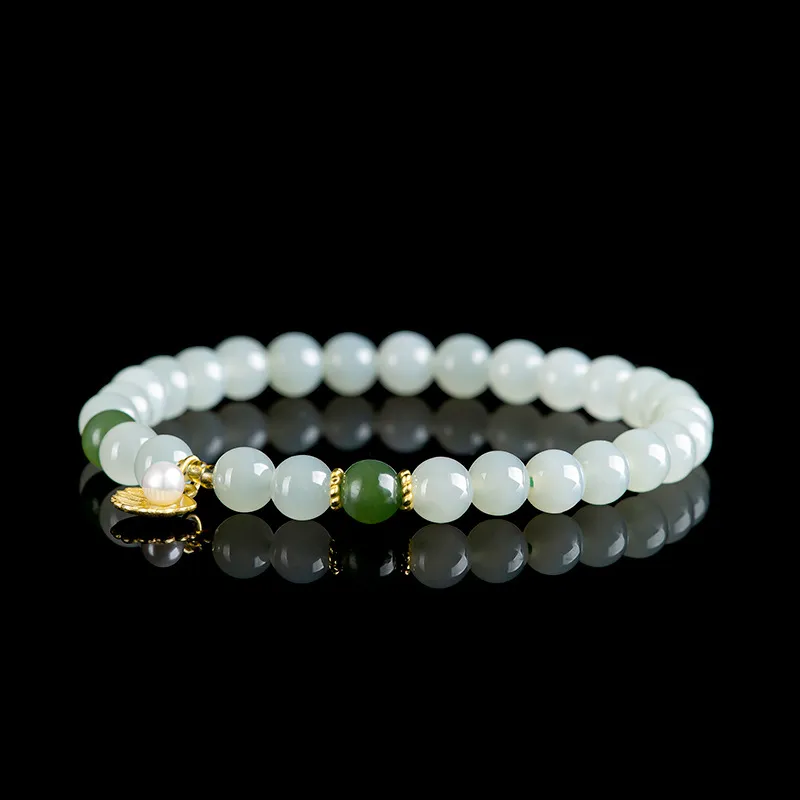 Jade Is Boundless Hetian Jade Bracelets Pale Greenish White Jade Women's-4