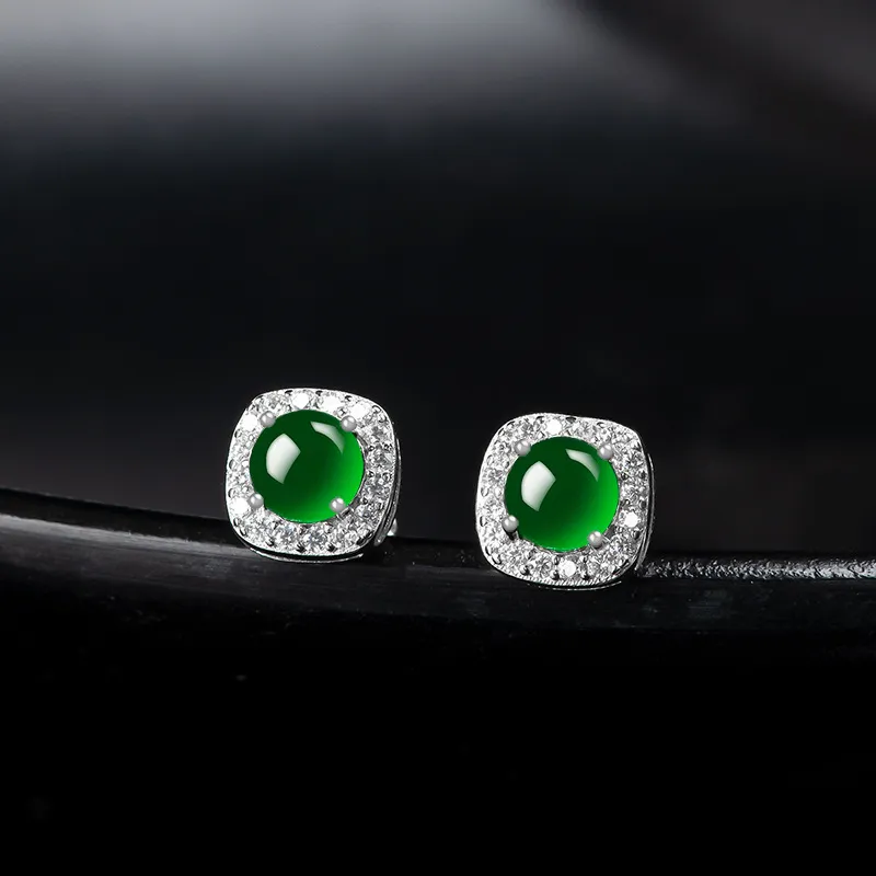 Jade Is Boundless Ice Type Jadeite Stud Earrings Women's-3