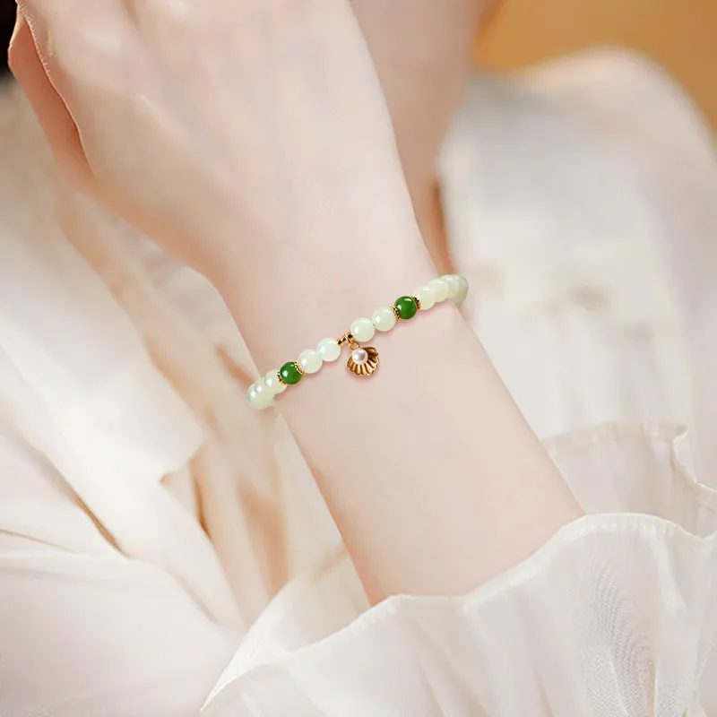 Jade Is Boundless Hetian Jade Bracelets Pale Greenish White Jade Women's-1